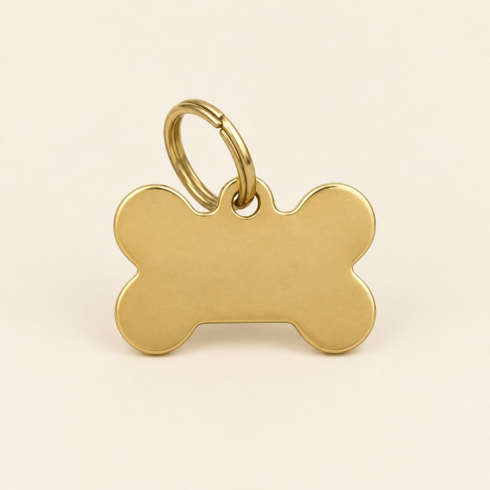 Brass Bone ID Tag, Engraved